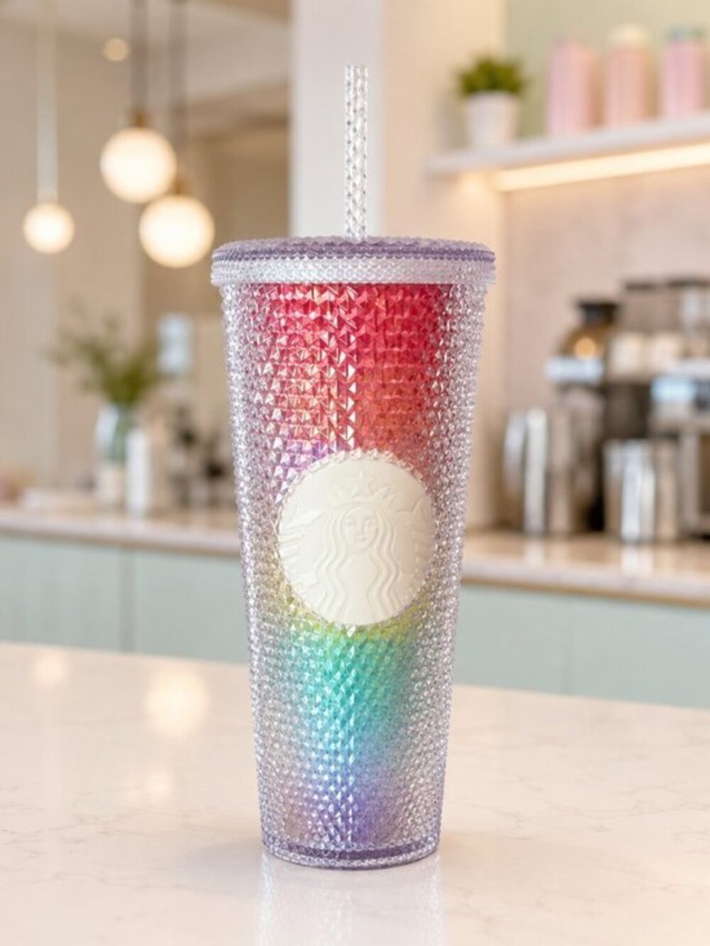 Starbucks Iridescent Rainbow Studded Tumbler 24 oz Cold Cup NWT